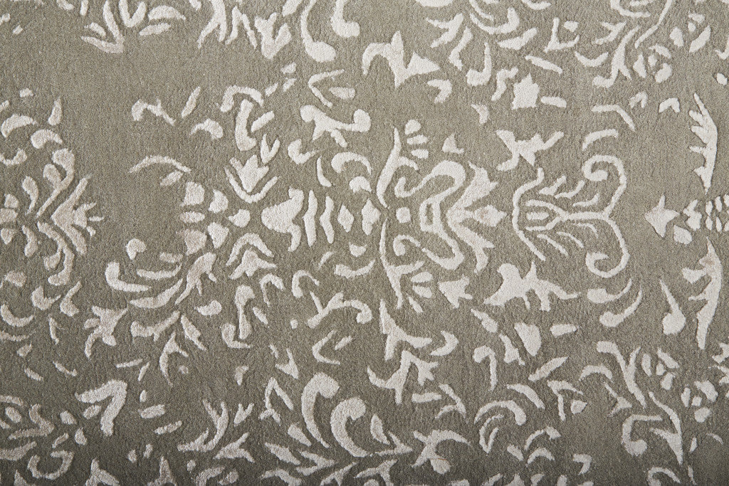 Blue And Silver Wool Floral Tufted Handmade Distressed Area Rug - 5' x 8'