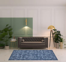 5' X 8' Blue Wool Floral Tufted Handmade Area Rug