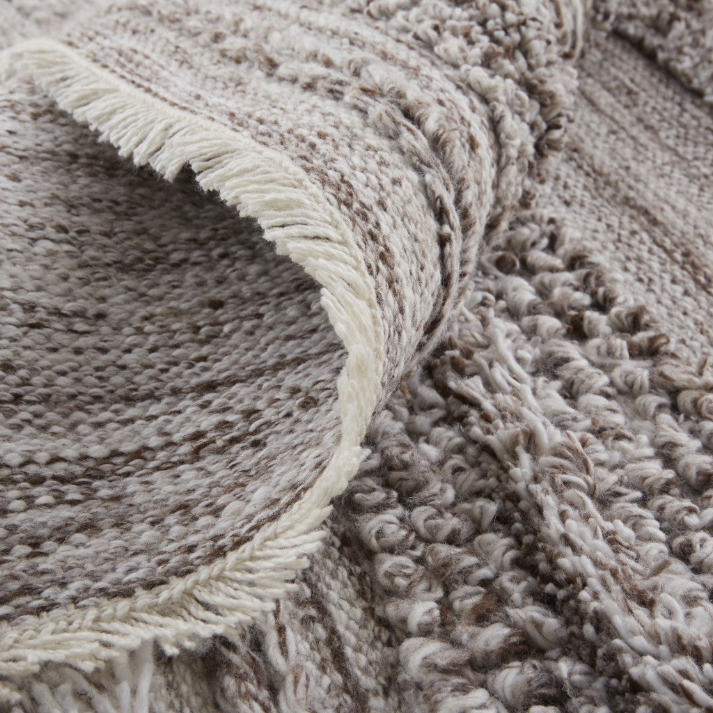 4' X 6' Ivory And Taupe Striped Hand Woven Stain Resistant Area Rug