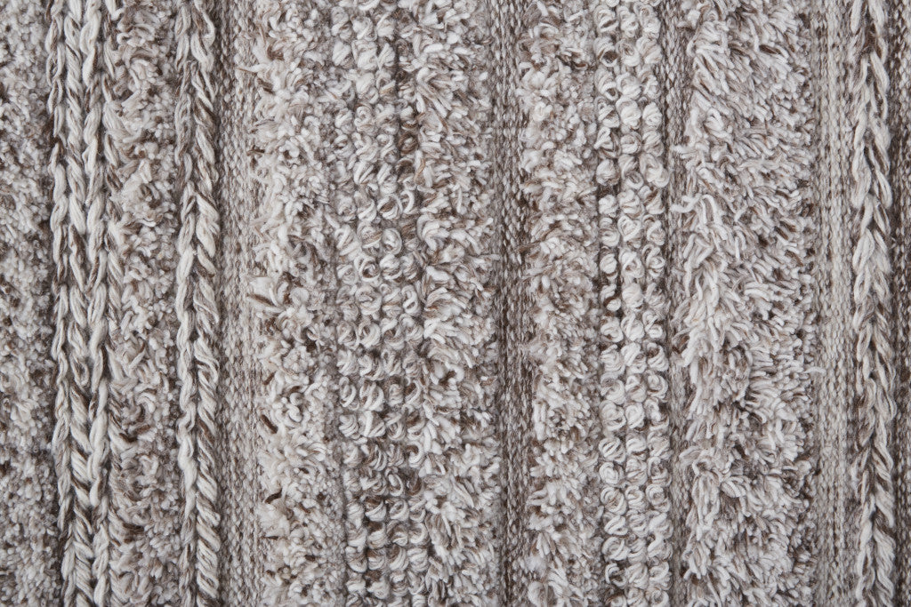 4' X 6' Ivory And Taupe Striped Hand Woven Stain Resistant Area Rug