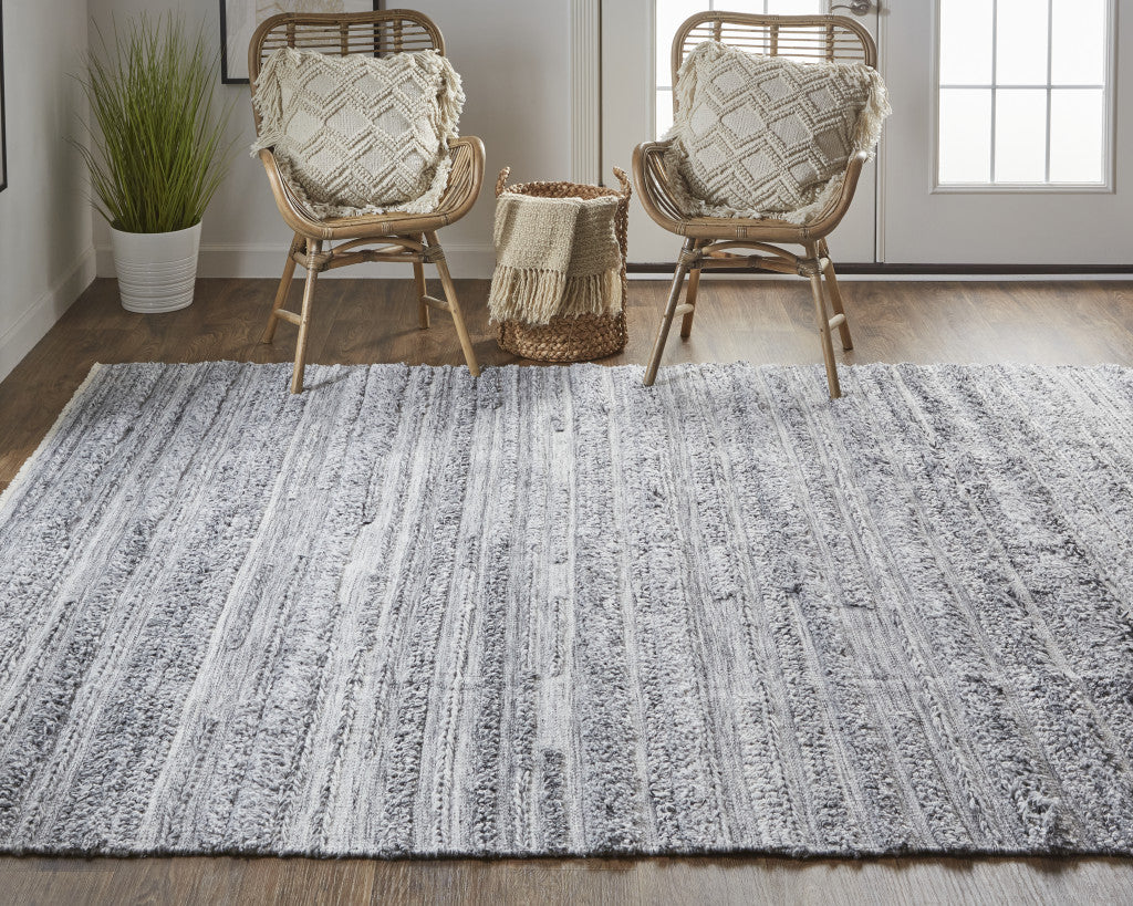 4' X 6' Ivory And Taupe Striped Hand Woven Stain Resistant Area Rug