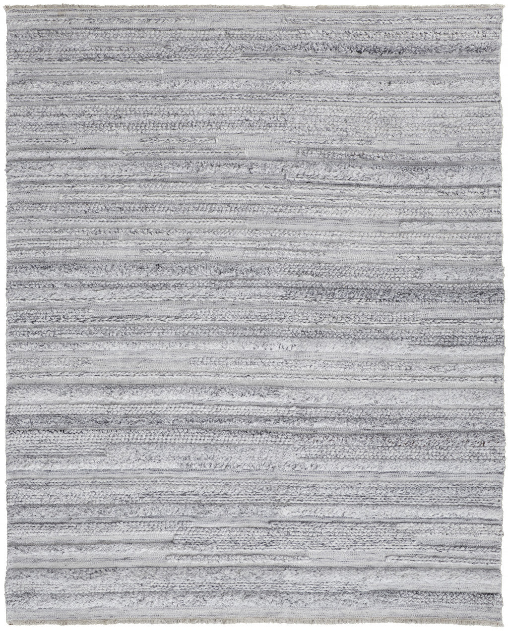 4' X 6' Ivory And Taupe Striped Hand Woven Stain Resistant Area Rug