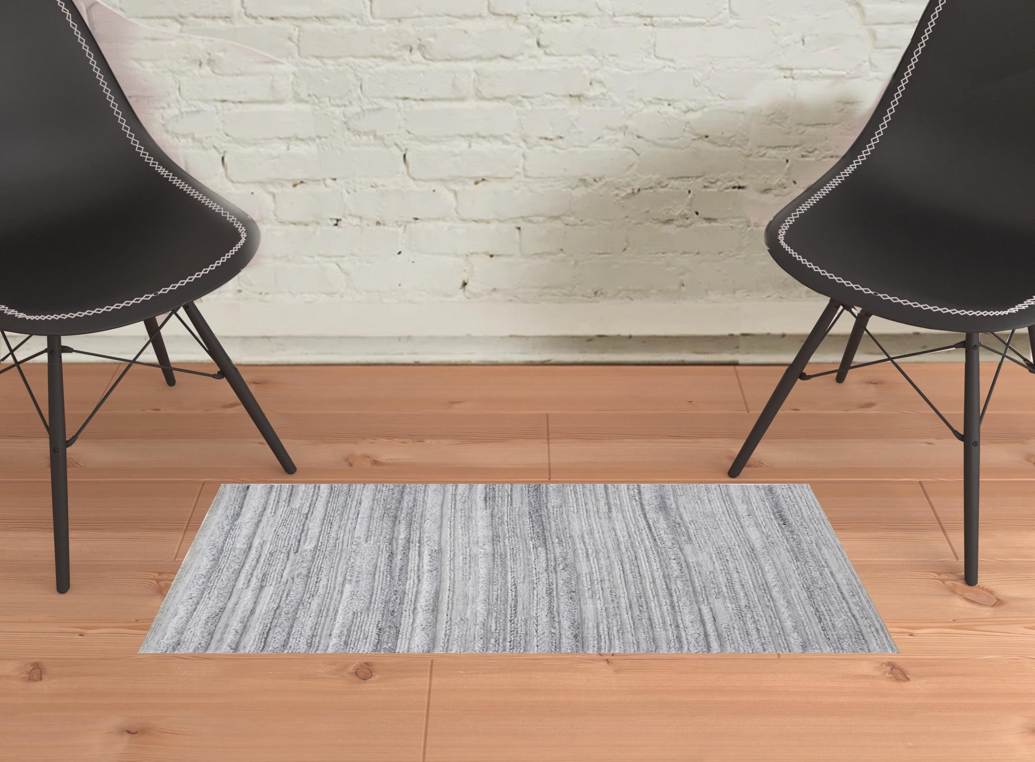 4' X 6' Ivory And Taupe Striped Hand Woven Stain Resistant Area Rug