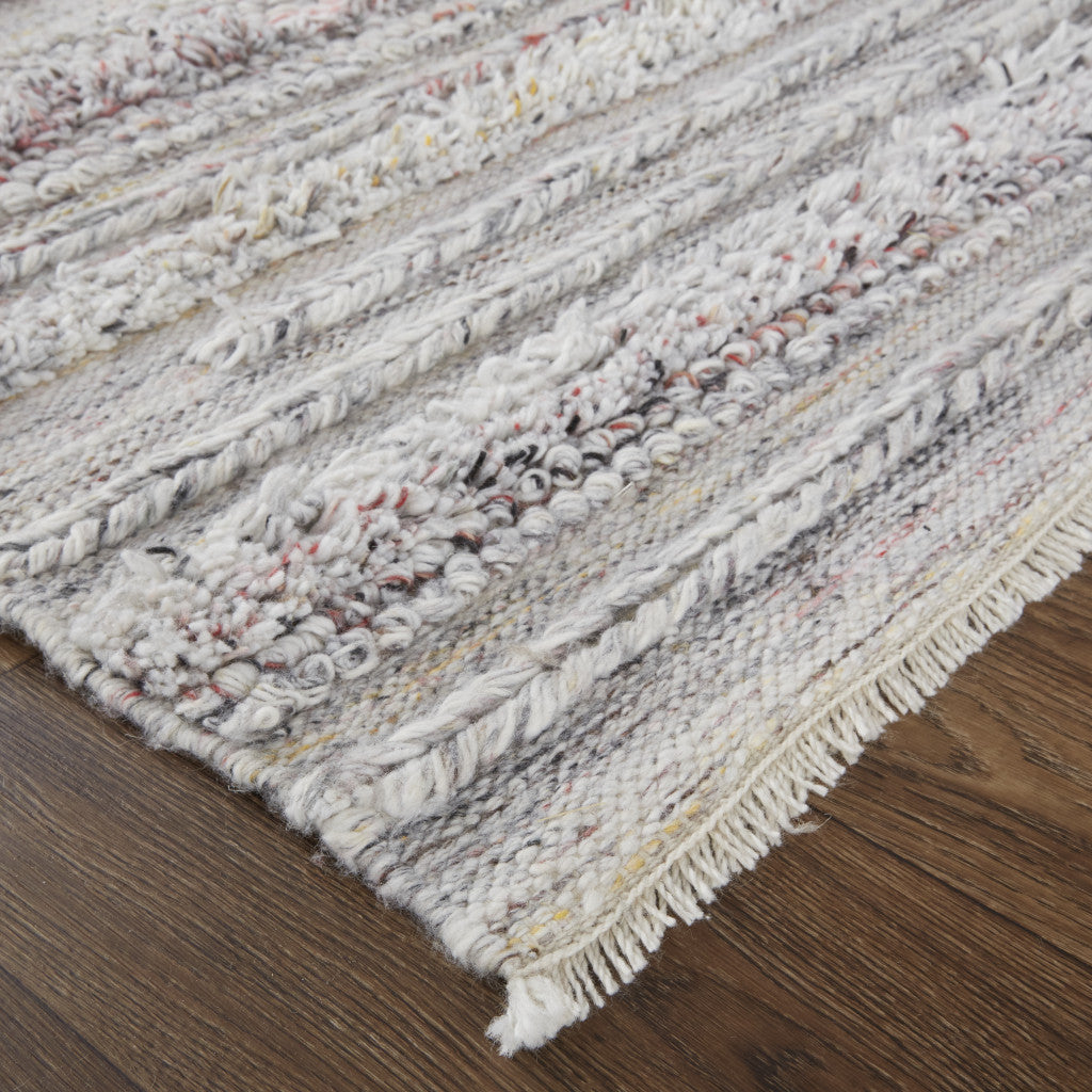 4' X 6' Ivory And Taupe Striped Hand Woven Stain Resistant Area Rug