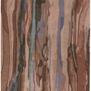 Red Pink And Blue Wool Abstract Tufted Handmade Stain Resistant Area Rug - 4' x 6'