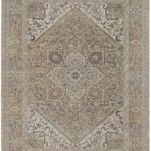 4' X 6' Brown Ivory And Tan Floral Power Loom Distressed Area Rug