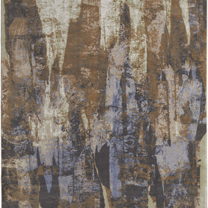 Blue Gray And Tan Abstract Power Loom Distressed Area Rug - 4' x 6'