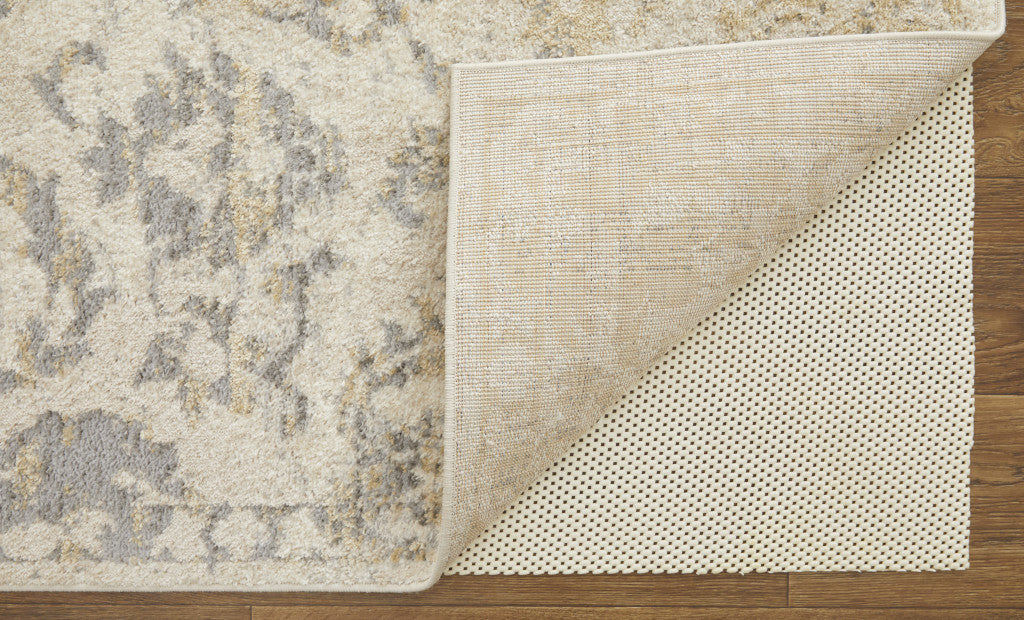 4' X 6' Blue Gray And Ivory Floral Power Loom Distressed Area Rug