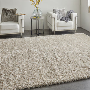 4' X 6' Ivory Shag Power Loom Stain Resistant Area Rug
