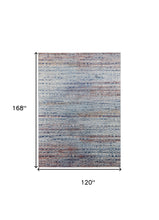 3' X 5' Blue Ivory And Orange Abstract Power Loom Stain Resistant Area Rug