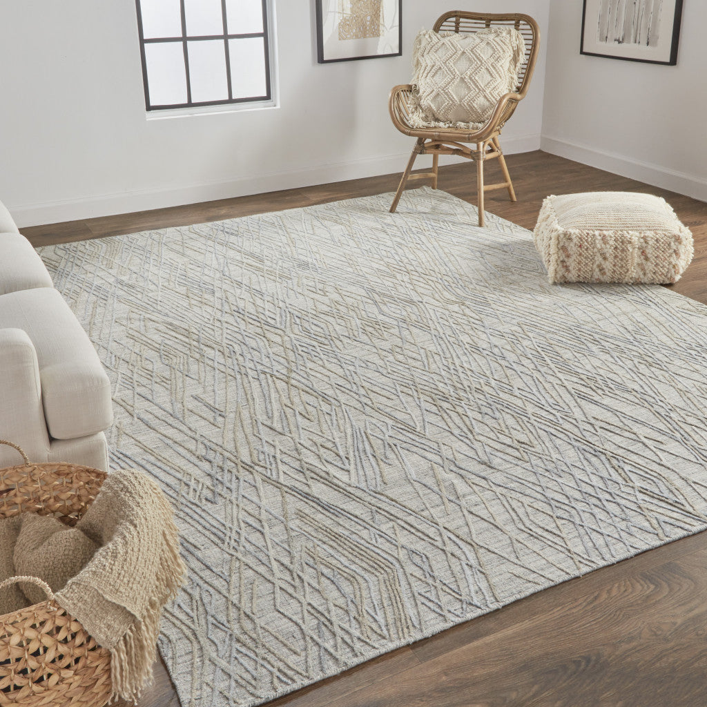 5' X 8' Gray And Ivory Abstract Hand Woven Area Rug