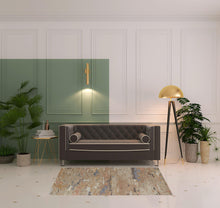 4' X 6' Tan And Blue Wool Abstract Tufted Handmade Stain Resistant Area Rug