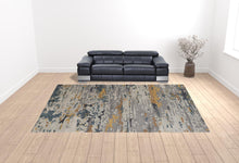 4' X 6' Tan And Blue Wool Abstract Tufted Handmade Stain Resistant Area Rug