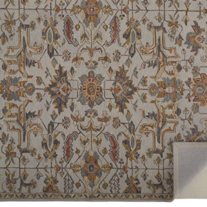 4' X 6' Gray And Gold Wool Floral Tufted Handmade Stain Resistant Area Rug