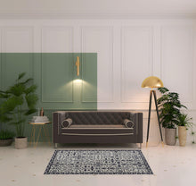 4' X 6' Blue And Gray Wool Floral Tufted Handmade Stain Resistant Area Rug