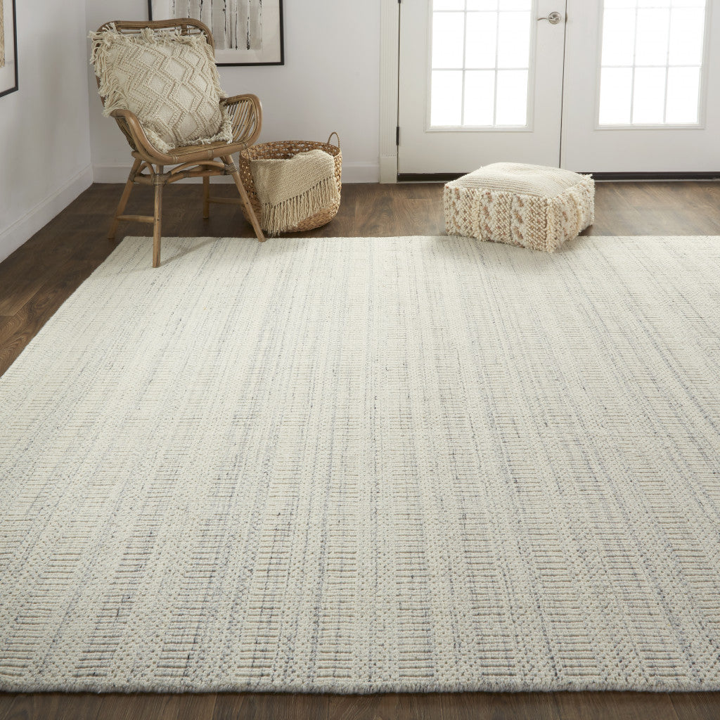 4' X 6' Ivory Wool Hand Woven Stain Resistant Area Rug