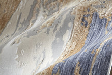 Tan Orange And Ivory Abstract Power Loom Distressed Area Rug - 4' x 6'