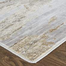 Tan Orange And Ivory Abstract Power Loom Distressed Area Rug - 4' x 6'