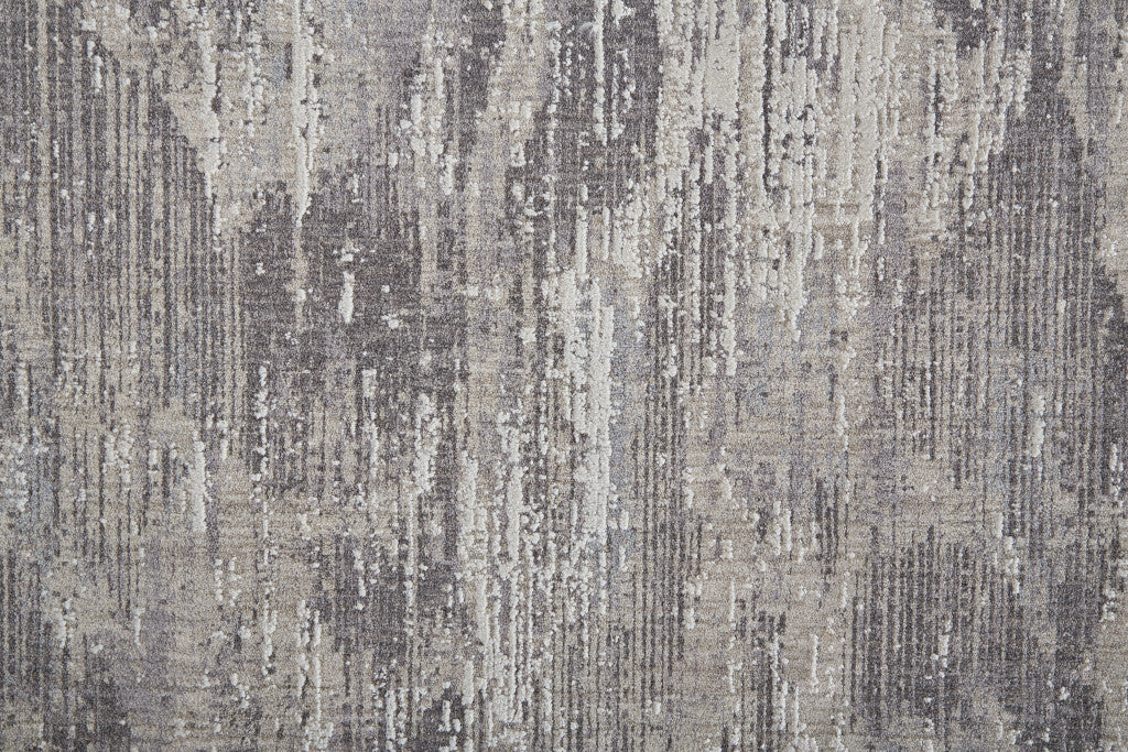 4' X 6' Tan Taupe And Gray Abstract Power Loom Distressed Stain Resistant Area Rug