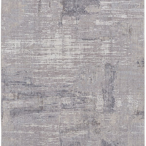 4' X 6' Taupe Tan And Blue Abstract Power Loom Distressed Stain Resistant Area Rug