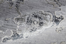 4' X 6' Silver And Black Floral Power Loom Distressed Area Rug