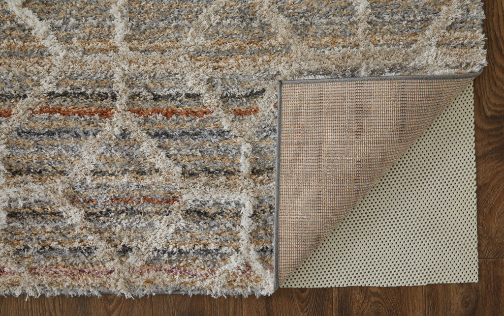 4' X 6' Tan Taupe And Ivory Geometric Power Loom Stain Resistant Area Rug