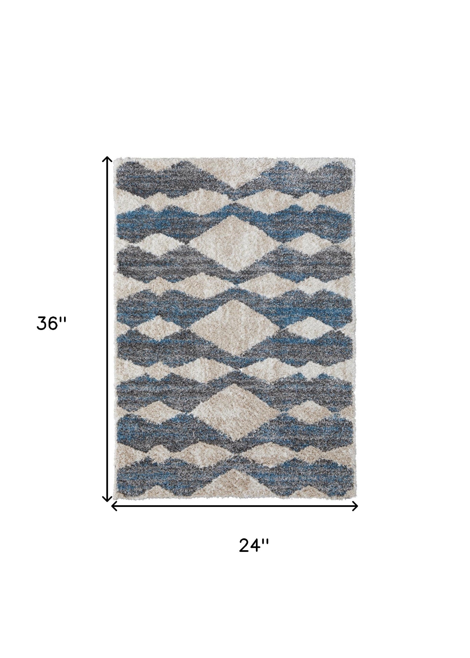4' X 6' Ivory Gray And Blue Chevron Power Loom Stain Resistant Area Rug