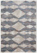 4' X 6' Ivory Gray And Blue Chevron Power Loom Stain Resistant Area Rug
