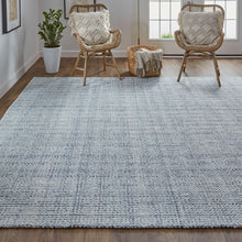 Gray Ivory And Blue Hand Woven Area Rug - 5' x 8'