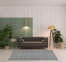 Gray Ivory And Blue Hand Woven Area Rug - 5' x 8'