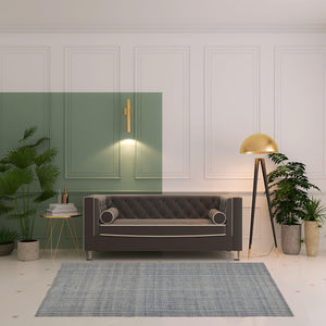 Gray Ivory And Blue Hand Woven Area Rug - 5' x 8'