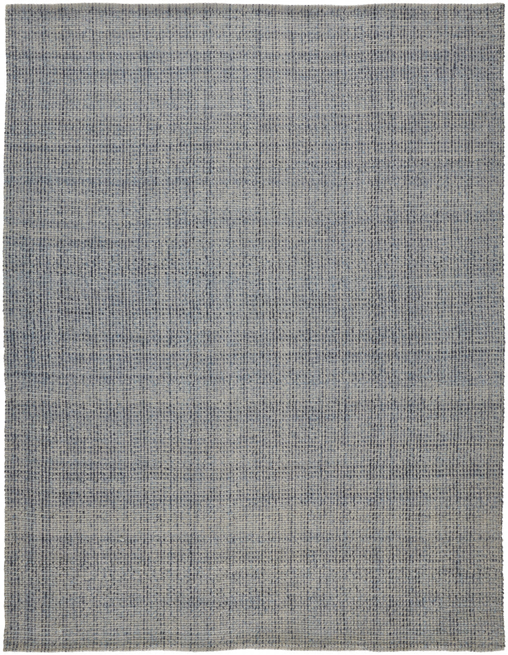 Gray Ivory And Blue Hand Woven Area Rug - 5' x 8'