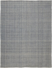 Gray Ivory And Blue Hand Woven Area Rug - 5' x 8'