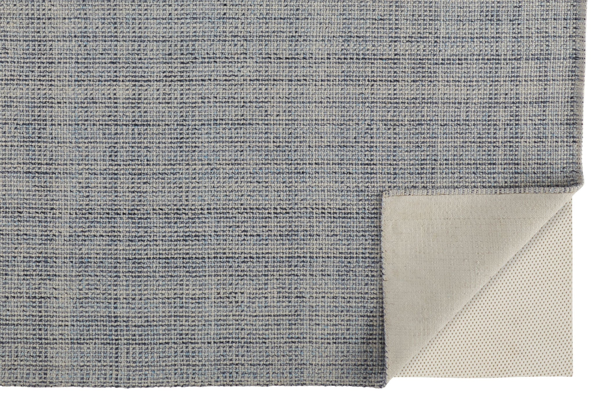 Gray Ivory And Blue Hand Woven Area Rug - 5' x 8'
