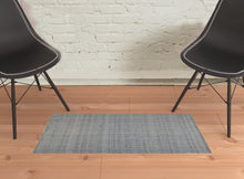 Gray Ivory And Blue Hand Woven Area Rug - 5' x 8'