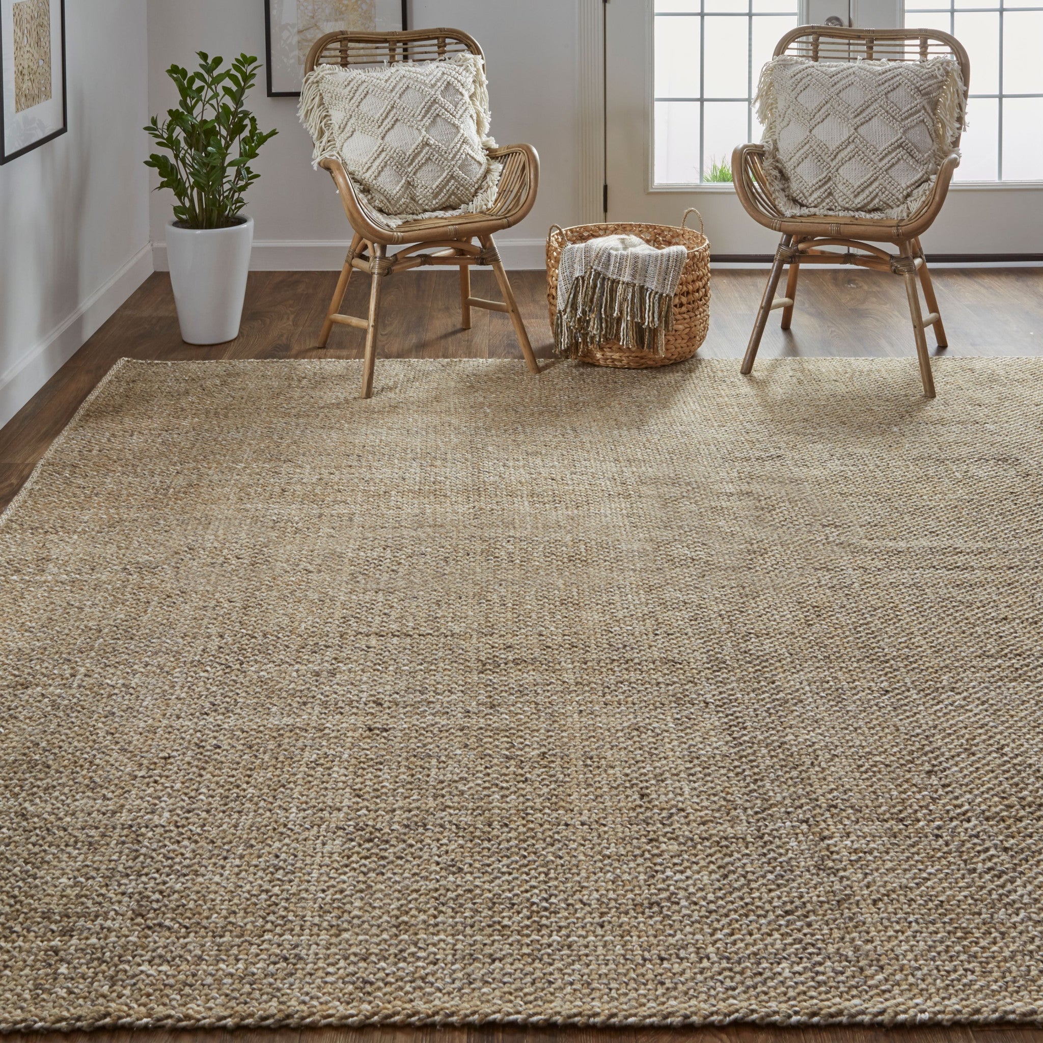 Gray Ivory And Blue Hand Woven Area Rug - 5' x 8'