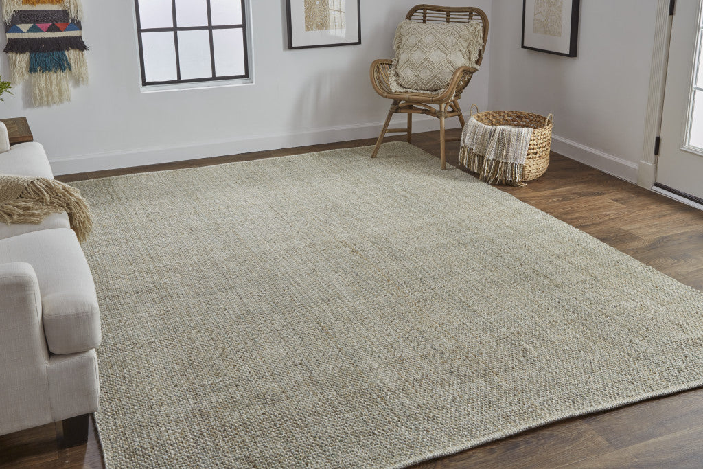 Gray Ivory And Blue Hand Woven Area Rug - 5' x 8'