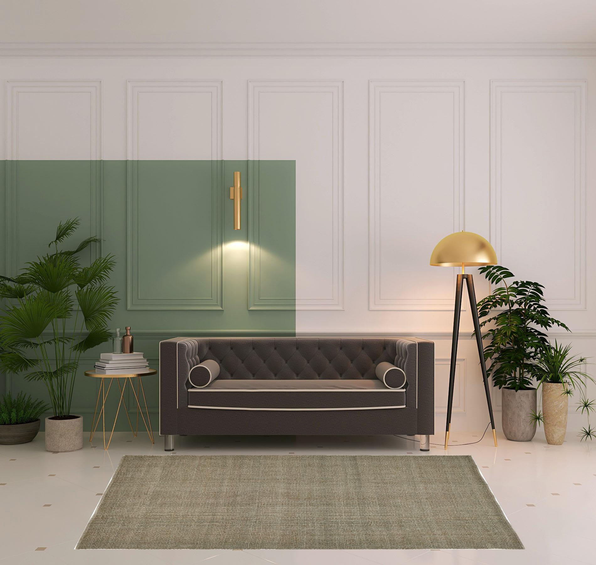 Gray Ivory And Blue Hand Woven Area Rug - 5' x 8'