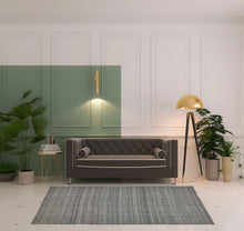 Gray Ivory And Blue Hand Woven Area Rug - 5' x 8'