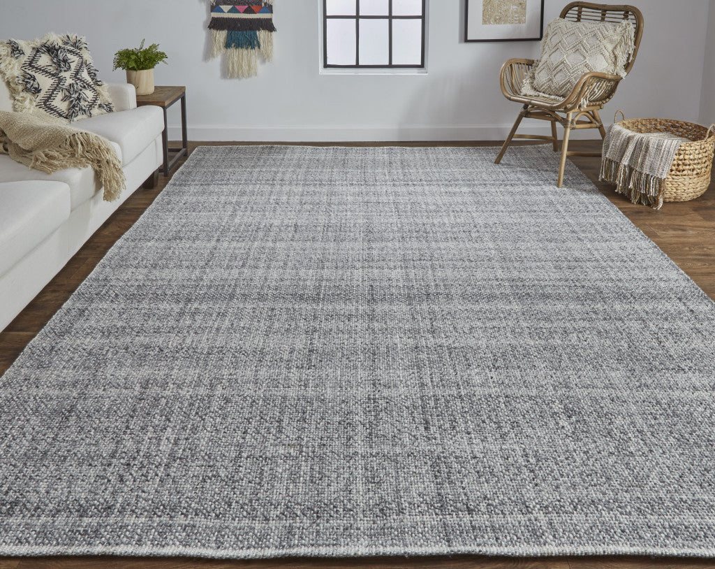 Gray Ivory And Blue Hand Woven Area Rug - 5' x 8'