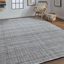Gray Ivory And Blue Hand Woven Area Rug - 5' x 8'