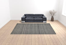 Gray Ivory And Blue Hand Woven Area Rug - 5' x 8'
