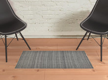 Gray Ivory And Blue Hand Woven Area Rug - 5' x 8'