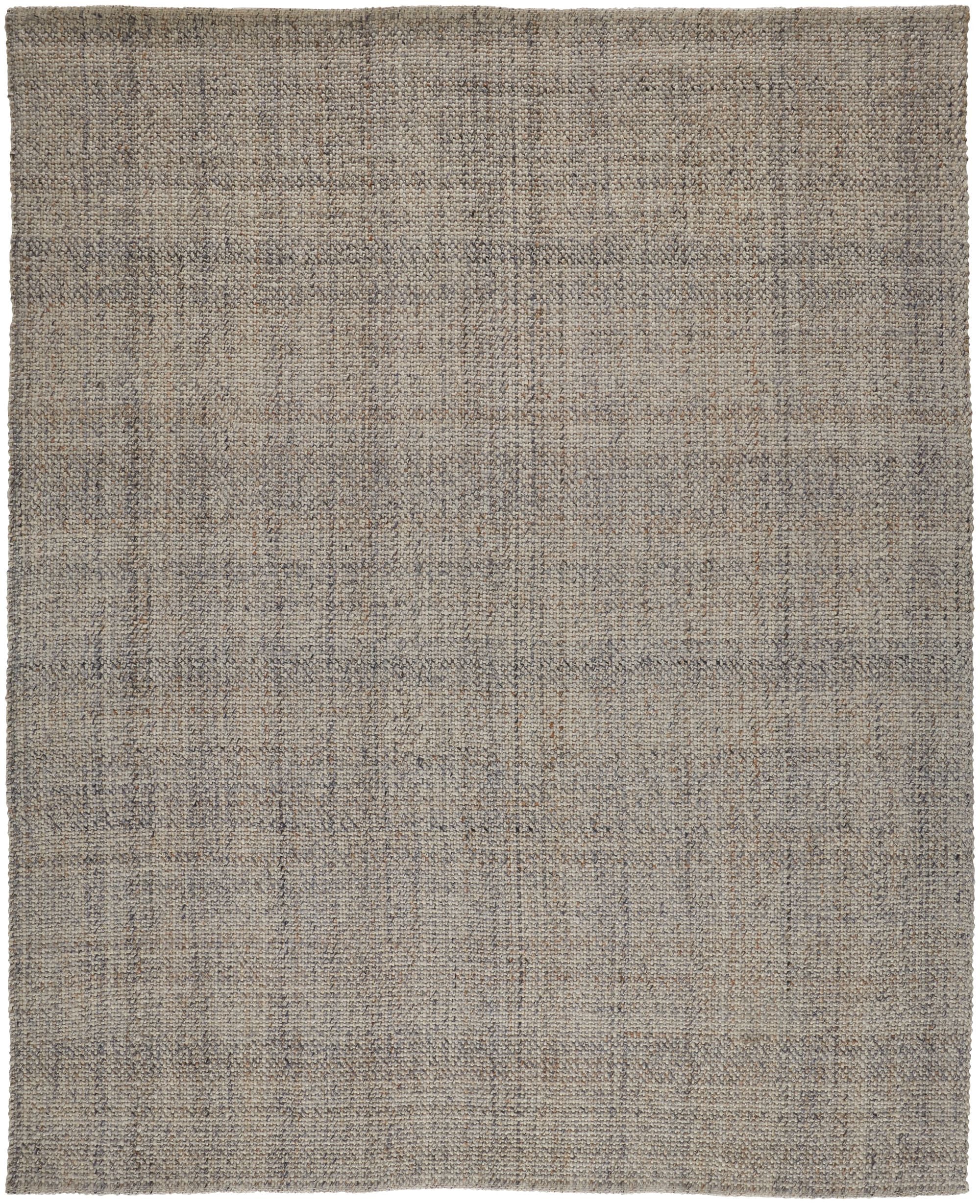Gray Ivory And Blue Hand Woven Area Rug - 5' x 8'