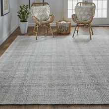Gray Ivory And Blue Hand Woven Area Rug - 5' x 8'