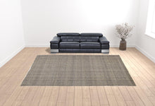 Gray Ivory And Blue Hand Woven Area Rug - 5' x 8'