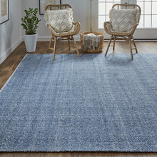 Gray Ivory And Blue Hand Woven Area Rug - 5' x 8'