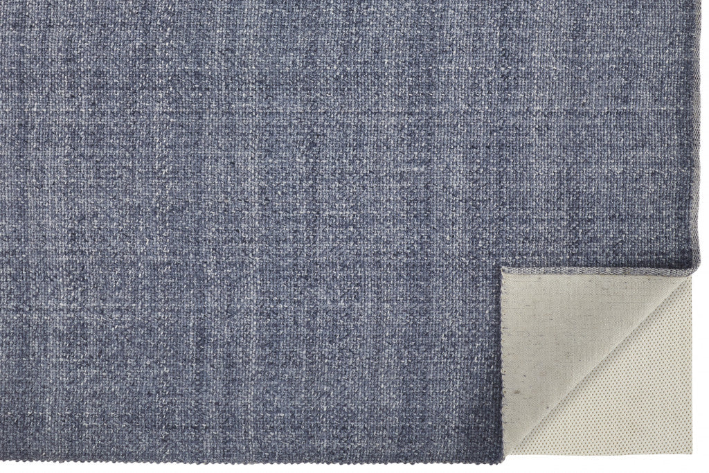 Gray Ivory And Blue Hand Woven Area Rug - 5' x 8'