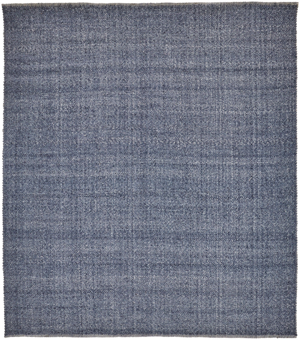 Gray Ivory And Blue Hand Woven Area Rug - 5' x 8'
