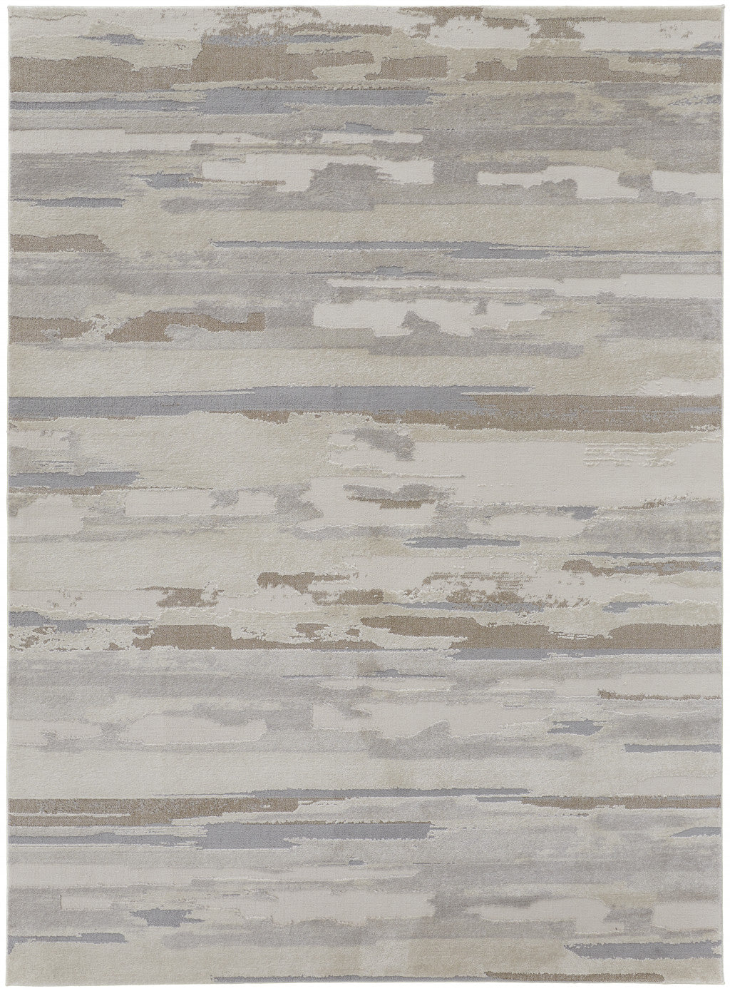 4' X 6' Brown And Ivory Abstract Power Loom Distressed Stain Resistant Area Rug